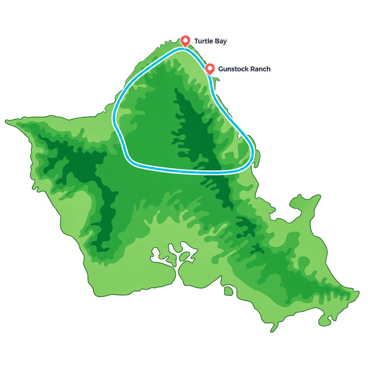 Gunstock Ranch charter route on Oʻahu